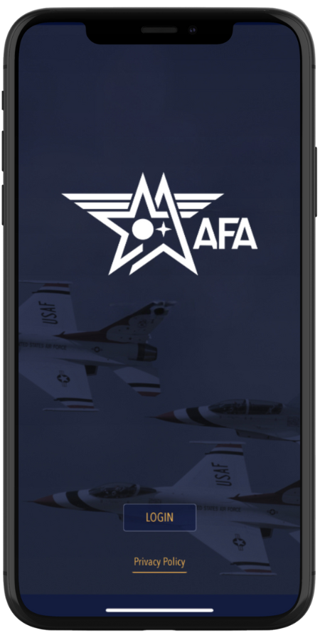 AFA Connect mobile app login screen
